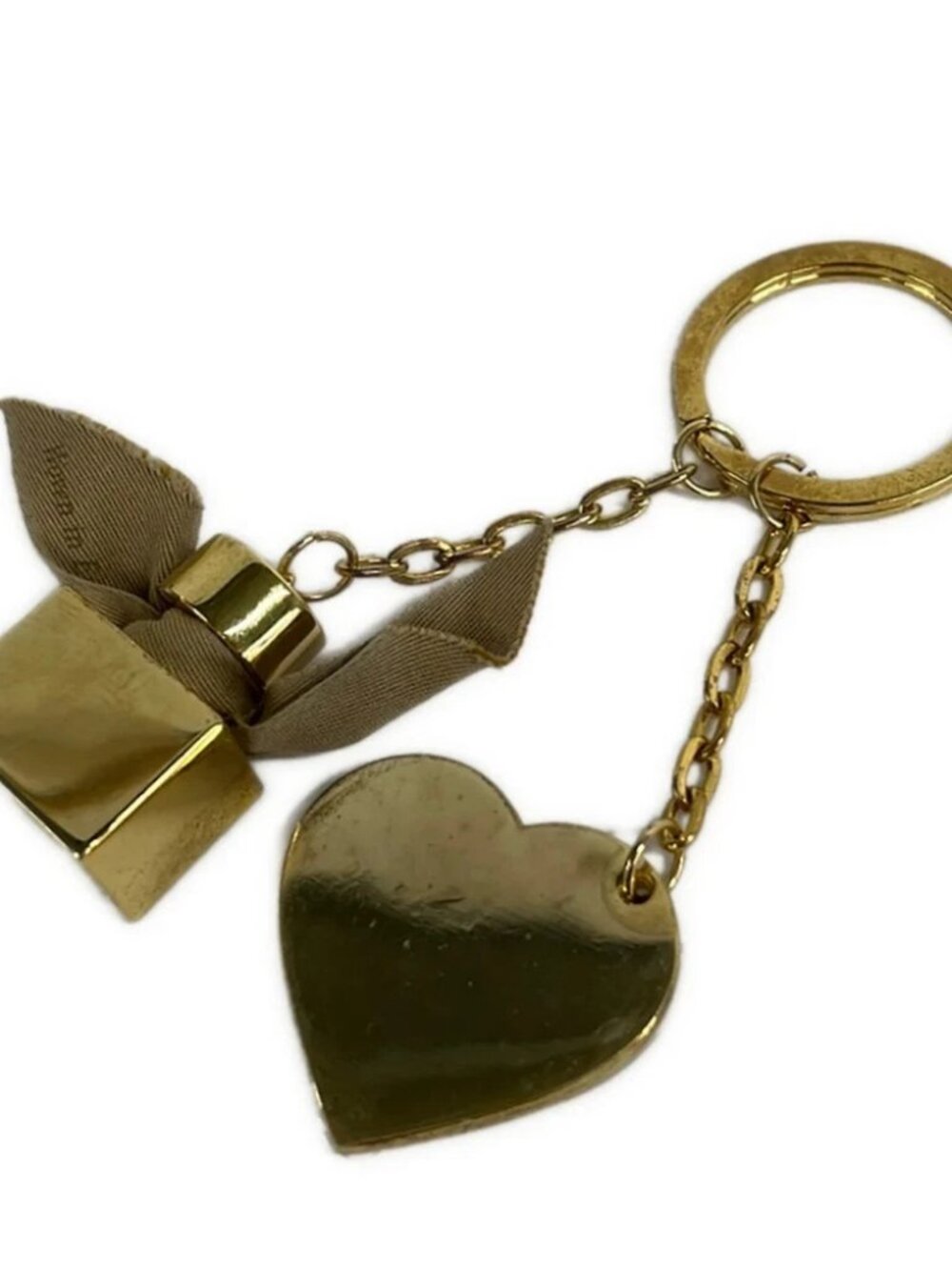 Burberry - Gold Beige Hardware Chemical Fiber Bag Charm - Picture 2 of 4